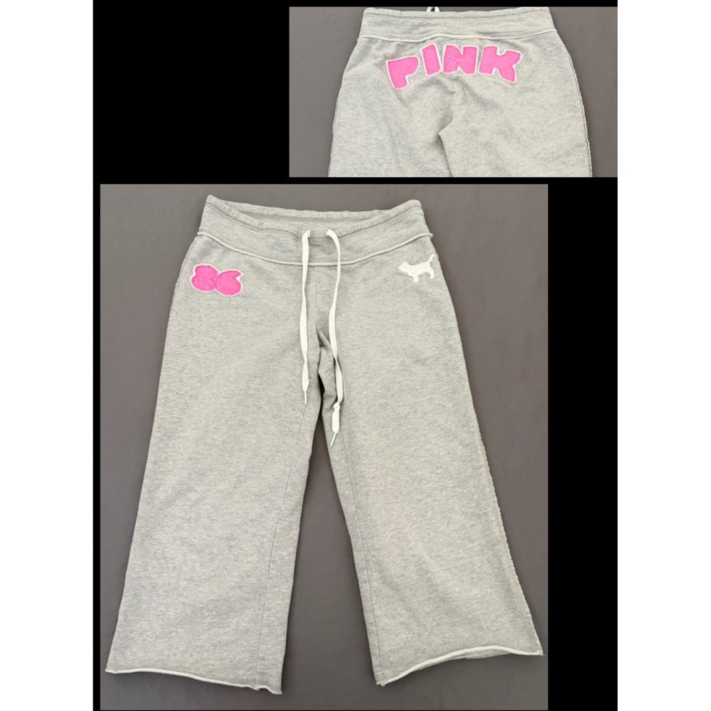 Vtg Y2K Victorias Secret Pink Women's Size XS Gray Cropped Capri Loose Fit